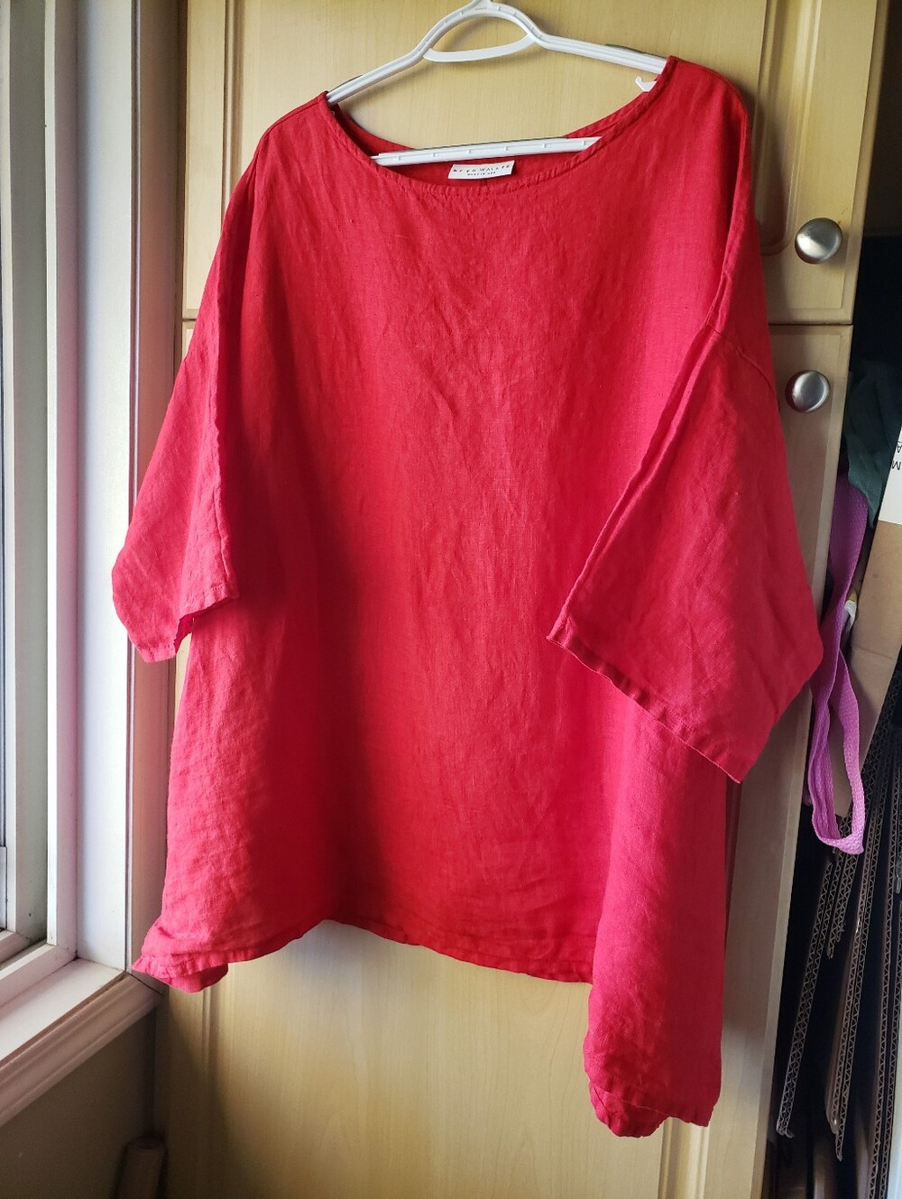 bryn Walker Red Linen Relaxed Tunic Top